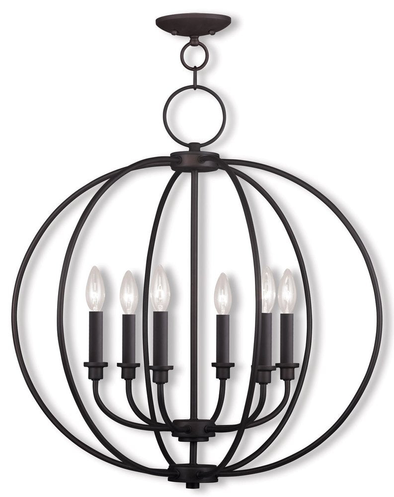 Bronze Six Light Metal Dimmable Chandelier With Shades HomeRoots