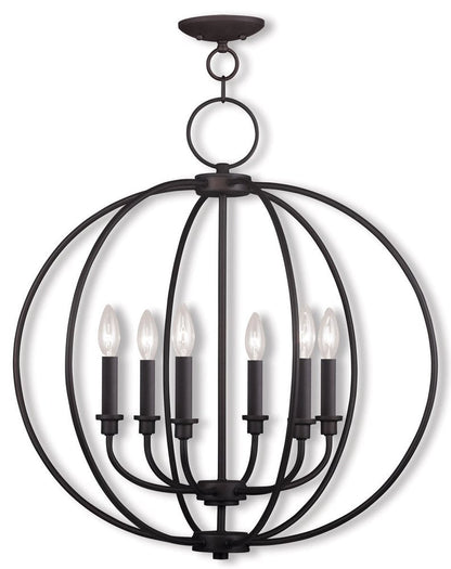 Bronze Six Light Metal Dimmable Chandelier With Shades HomeRoots