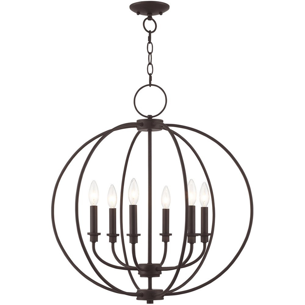 Bronze Six Light Metal Dimmable Chandelier With Shades HomeRoots