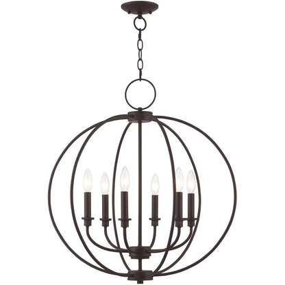 Bronze Six Light Metal Dimmable Chandelier With Shades HomeRoots