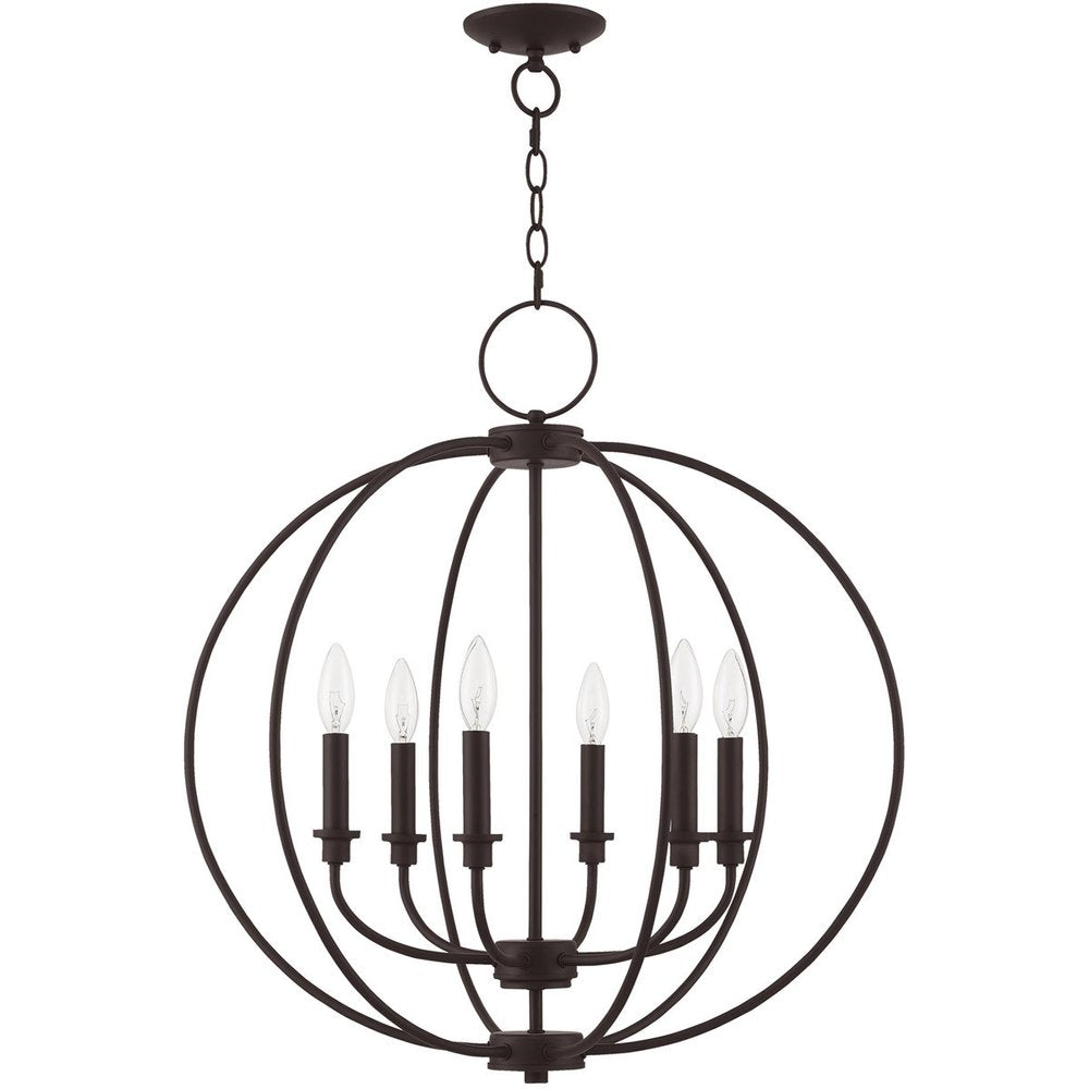 Bronze Six Light Metal Dimmable Chandelier With Shades HomeRoots