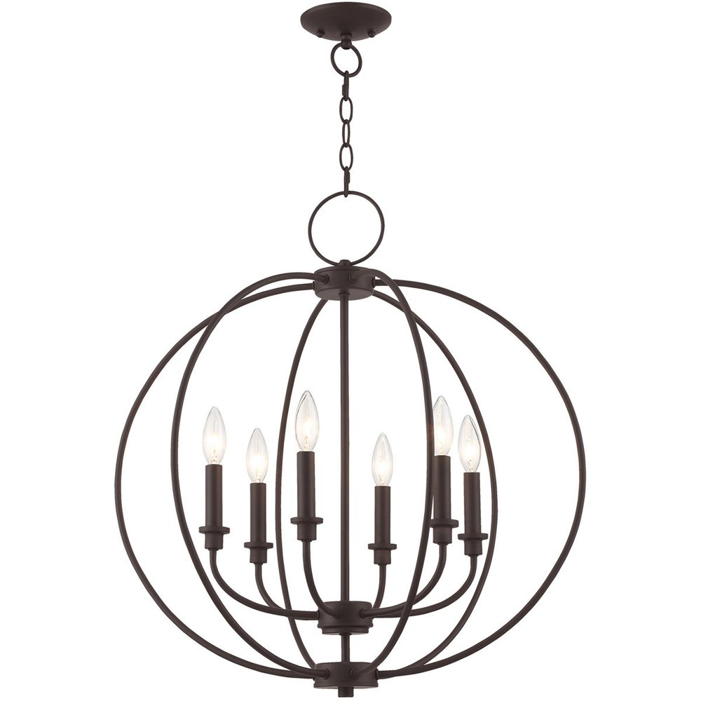 Bronze Six Light Metal Dimmable Chandelier With Shades HomeRoots