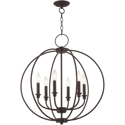 Bronze Six Light Metal Dimmable Chandelier With Shades HomeRoots