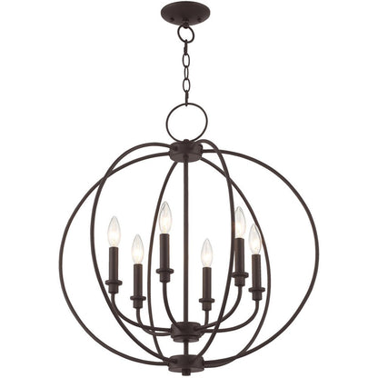 Bronze Six Light Metal Dimmable Chandelier With Shades HomeRoots