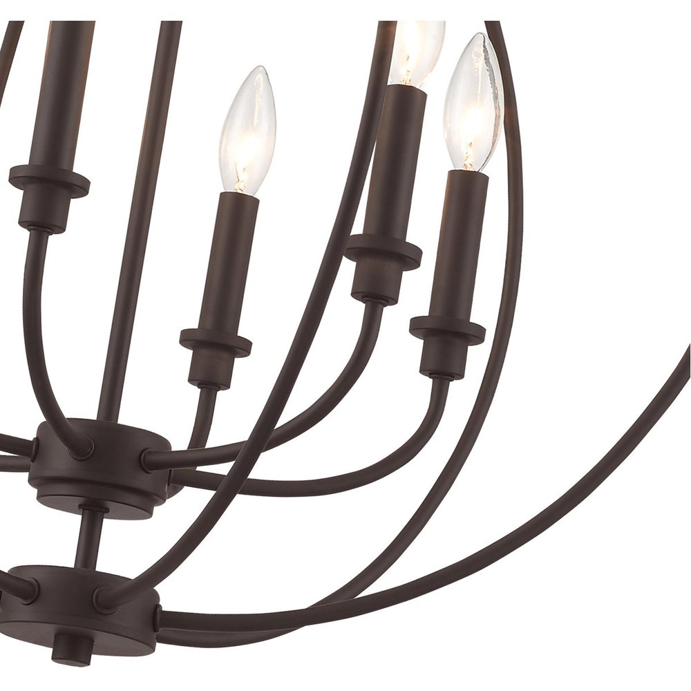 Bronze Six Light Metal Dimmable Chandelier With Shades HomeRoots