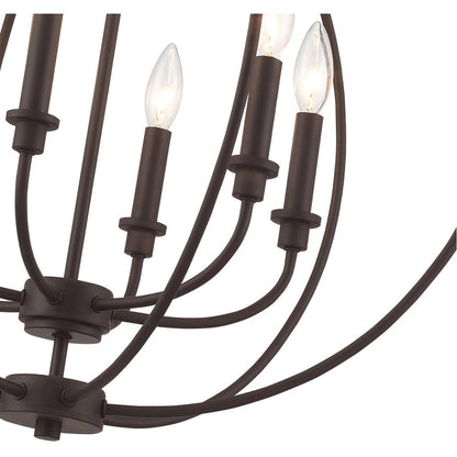 Bronze Six Light Metal Dimmable Chandelier With Shades HomeRoots