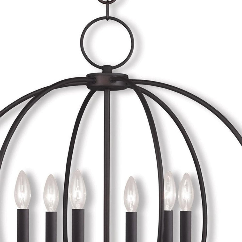 Bronze Six Light Metal Dimmable Chandelier With Shades HomeRoots