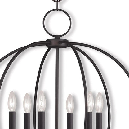 Bronze Six Light Metal Dimmable Chandelier With Shades HomeRoots