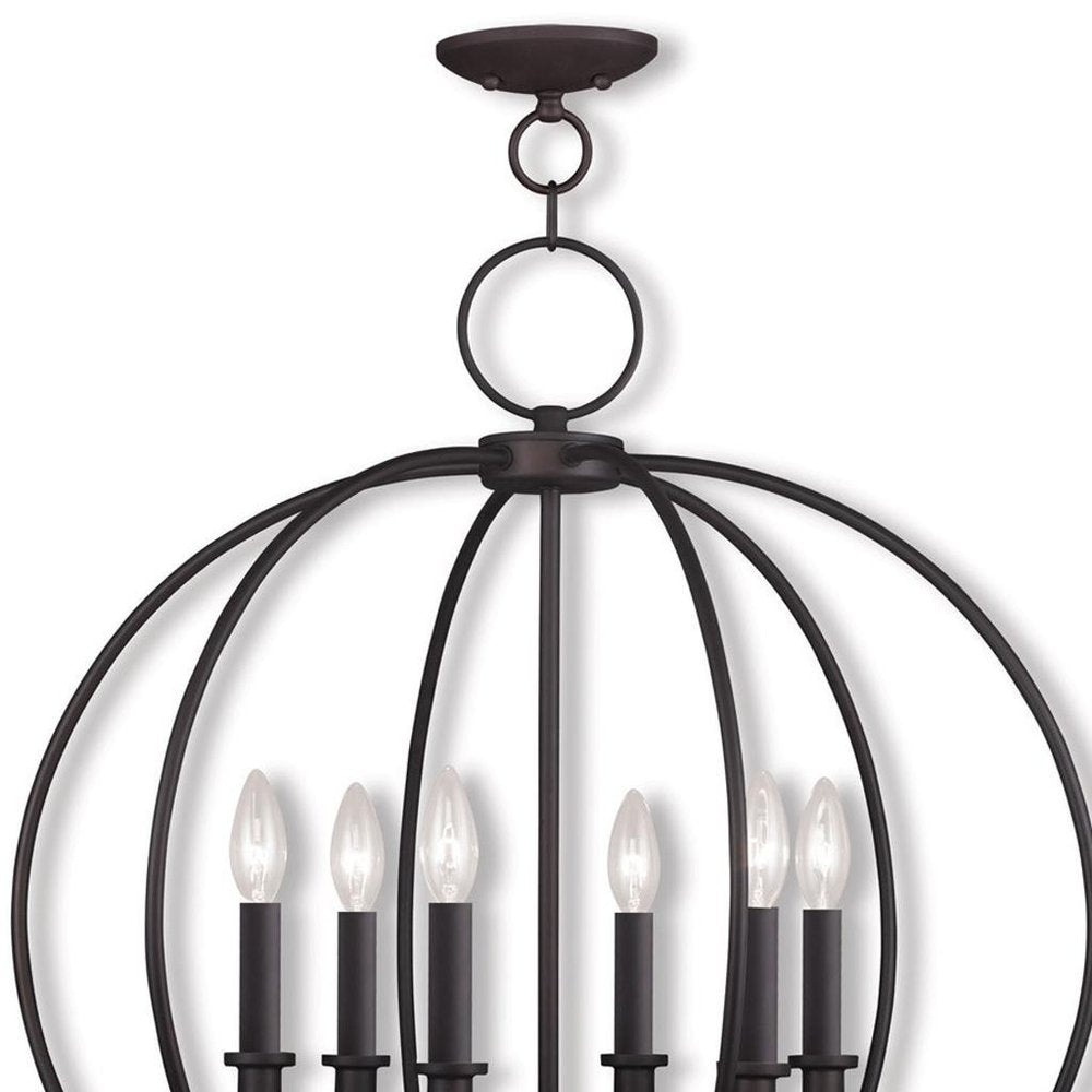 Bronze Six Light Metal Dimmable Chandelier With Shades HomeRoots