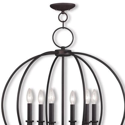 Bronze Six Light Metal Dimmable Chandelier With Shades HomeRoots