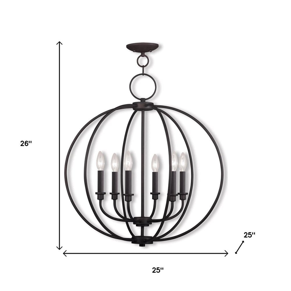 Bronze Six Light Metal Dimmable Chandelier With Shades HomeRoots