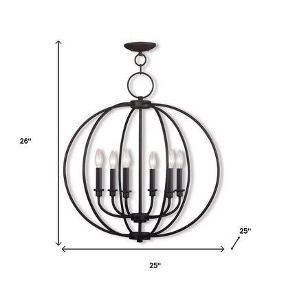 Bronze Six Light Metal Dimmable Chandelier With Shades HomeRoots