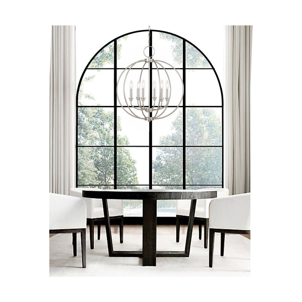 Six Light Dimmable Chandelier With Shades HomeRoots