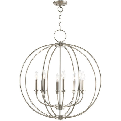 Nickel Eight Light Metal Dimmable Chandelier With Shades HomeRoots
