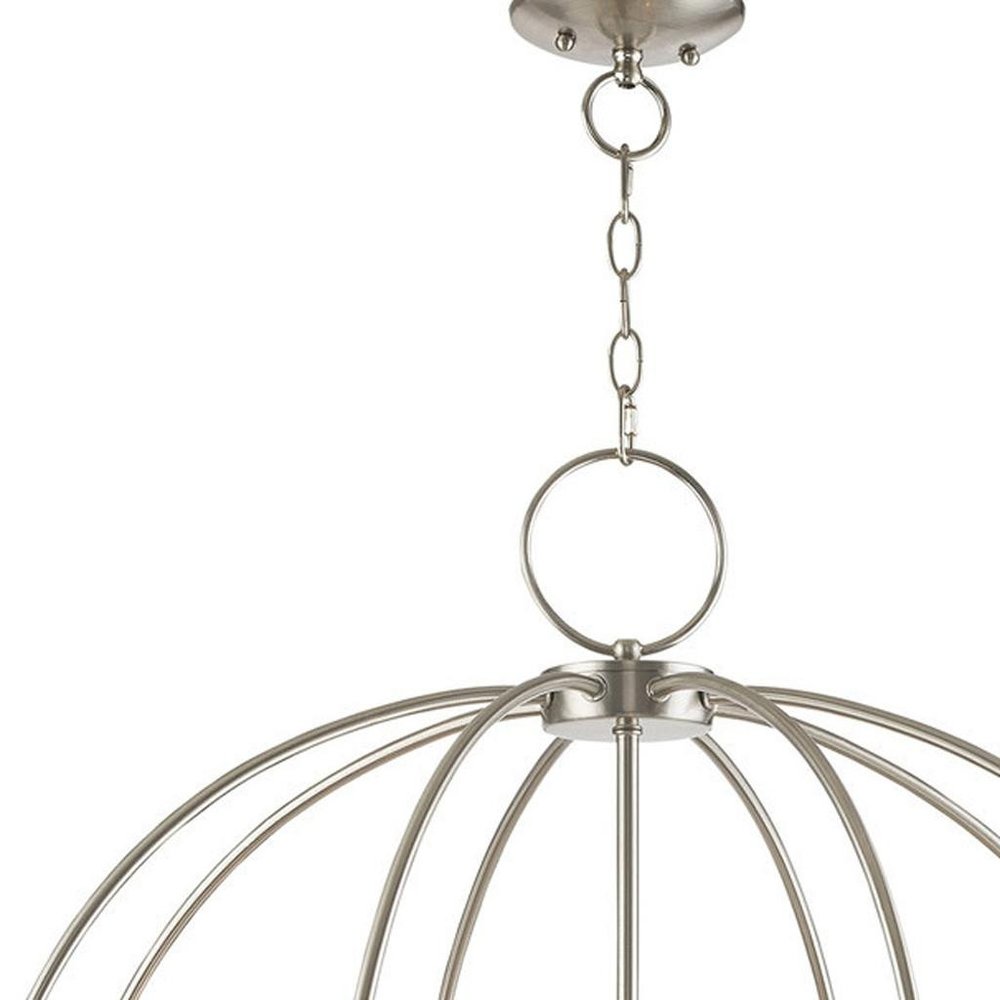 Nickel Eight Light Metal Dimmable Chandelier With Shades HomeRoots