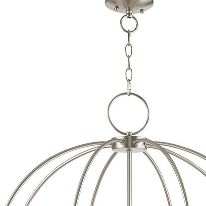 Nickel Eight Light Metal Dimmable Chandelier With Shades HomeRoots