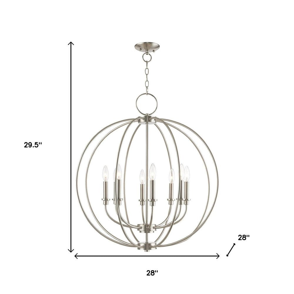 Nickel Eight Light Metal Dimmable Chandelier With Shades HomeRoots