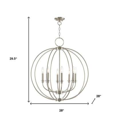 Nickel Eight Light Metal Dimmable Chandelier With Shades HomeRoots