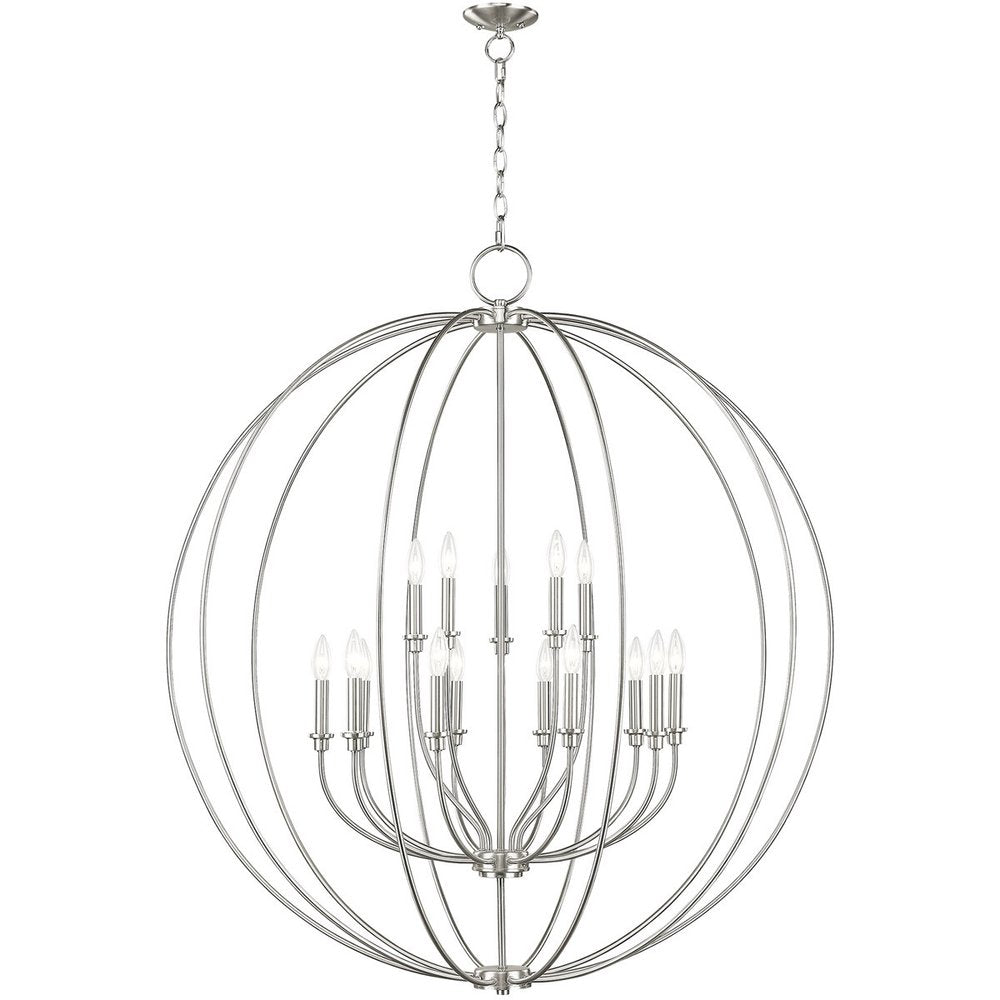 Nickel Multi Light Metal Dimmable Chandelier With Shades HomeRoots