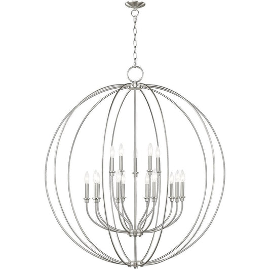 Nickel Multi Light Metal Dimmable Chandelier With Shades HomeRoots