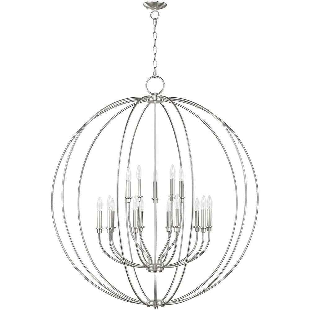 Nickel Multi Light Metal Dimmable Chandelier With Shades HomeRoots