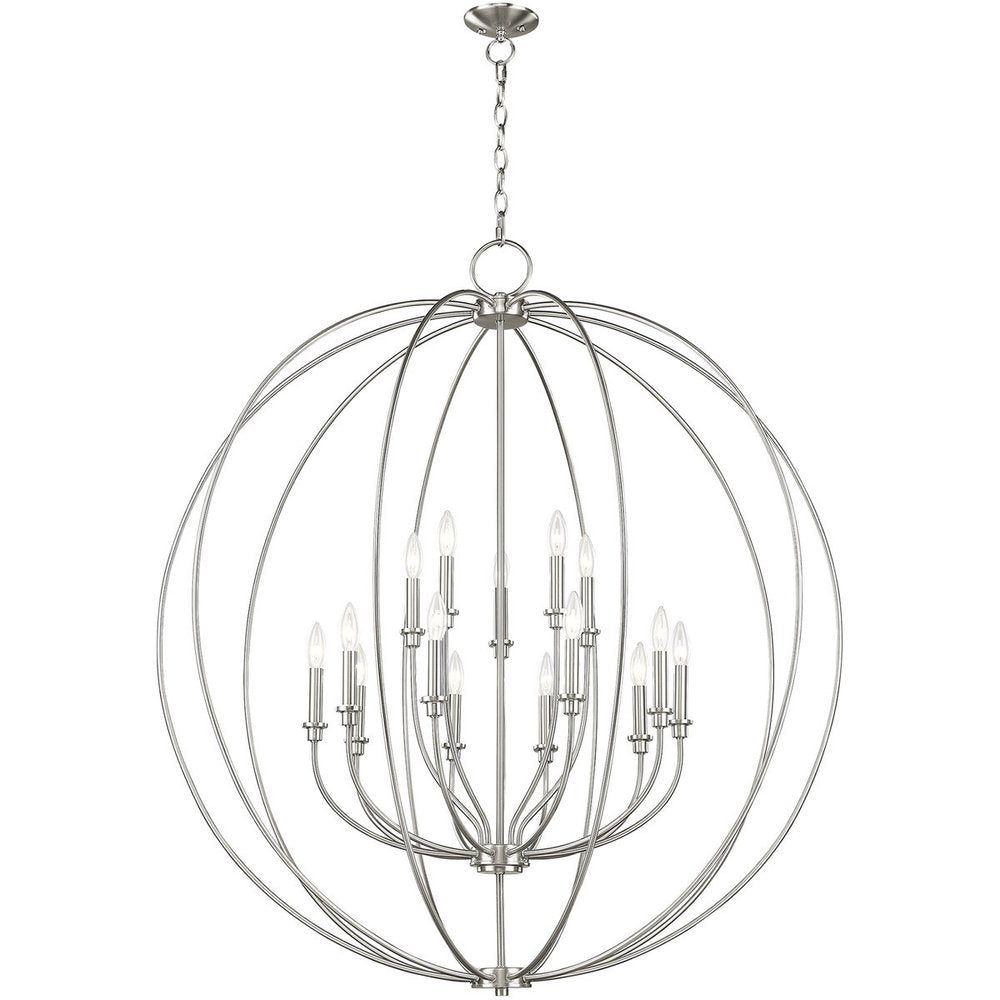 Nickel Multi Light Metal Dimmable Chandelier With Shades HomeRoots