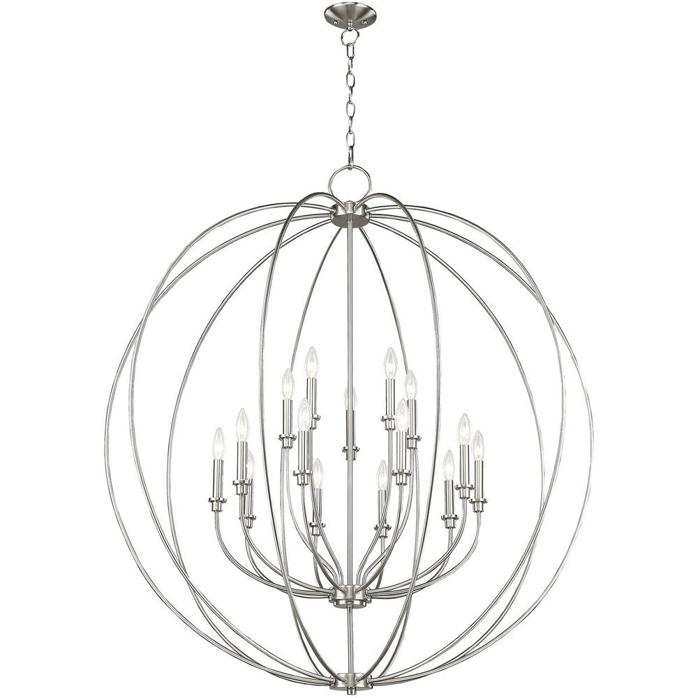 Nickel Multi Light Metal Dimmable Chandelier With Shades HomeRoots