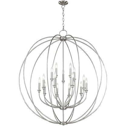 Nickel Multi Light Metal Dimmable Chandelier With Shades HomeRoots