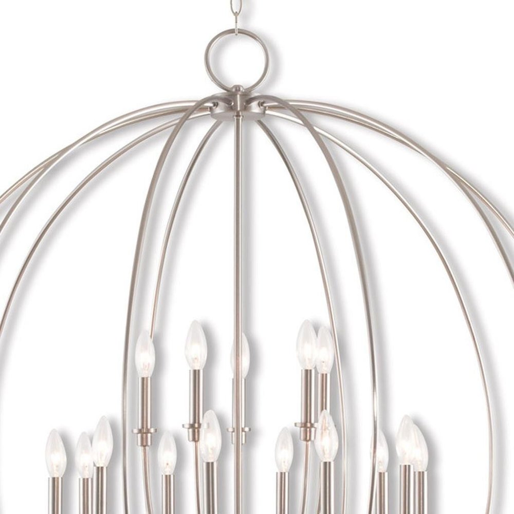 Nickel Multi Light Metal Dimmable Chandelier With Shades HomeRoots
