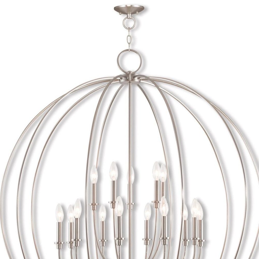 Nickel Multi Light Metal Dimmable Chandelier With Shades HomeRoots