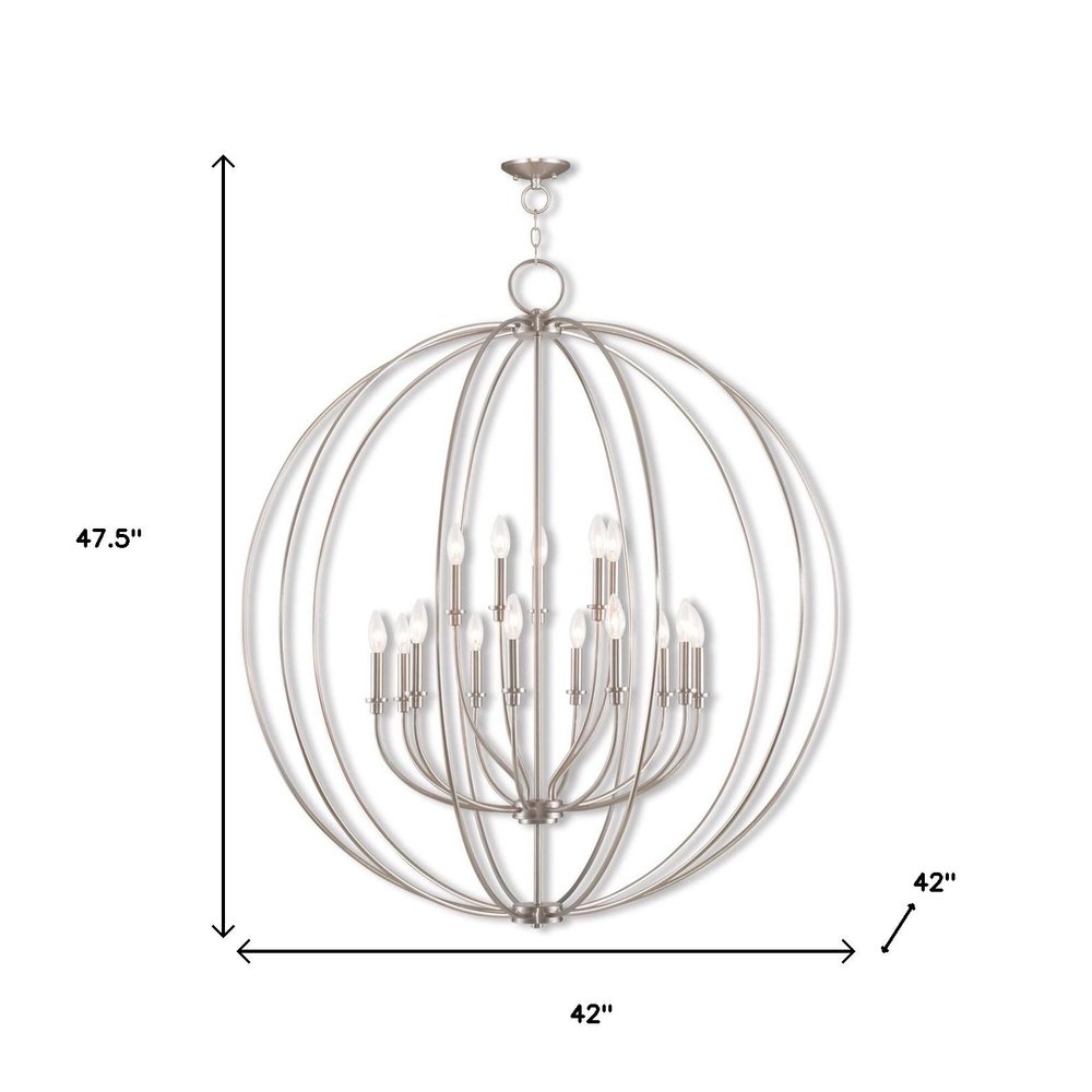 Nickel Multi Light Metal Dimmable Chandelier With Shades HomeRoots