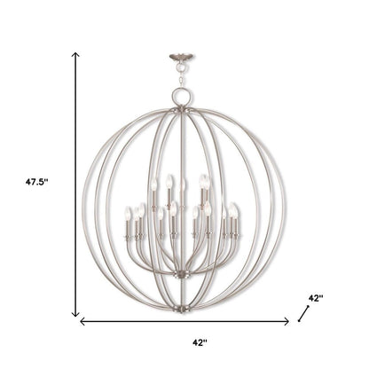 Nickel Multi Light Metal Dimmable Chandelier With Shades HomeRoots