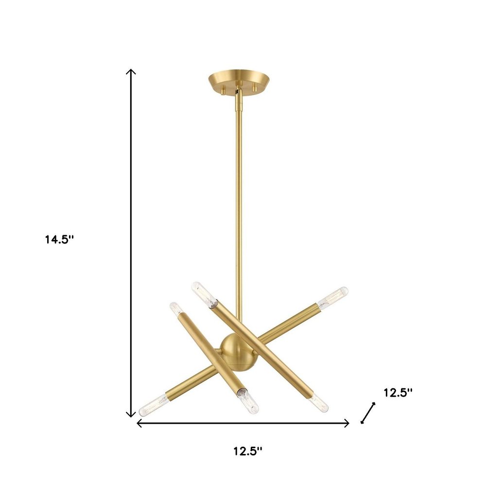 Brass Six Light Metal Dimmable Chandelier With Shades HomeRoots