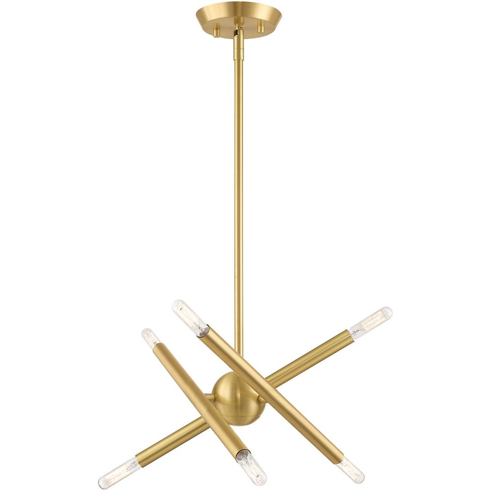Brass Six Light Metal Dimmable Chandelier With Shades HomeRoots