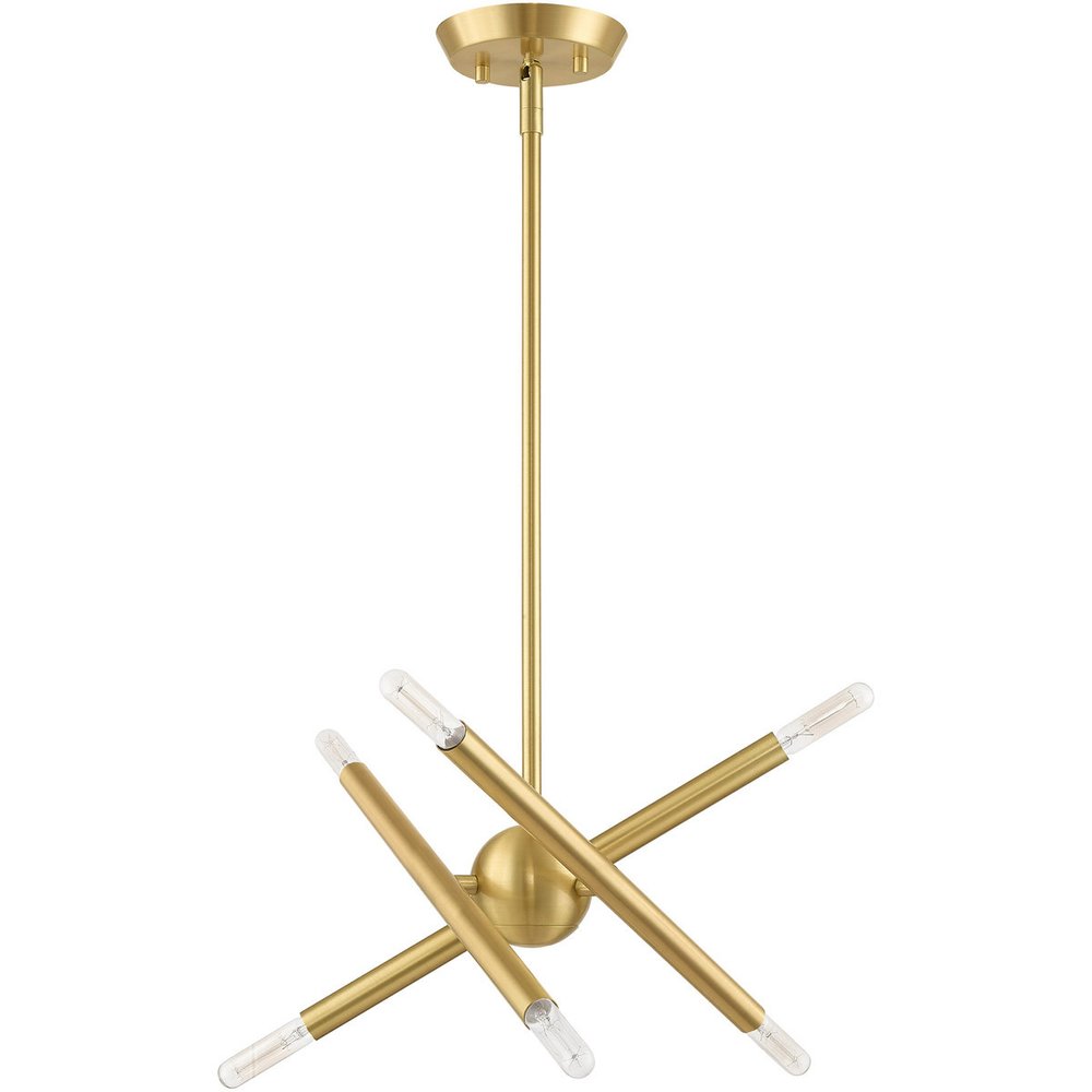 Brass Six Light Metal Dimmable Chandelier With Shades HomeRoots