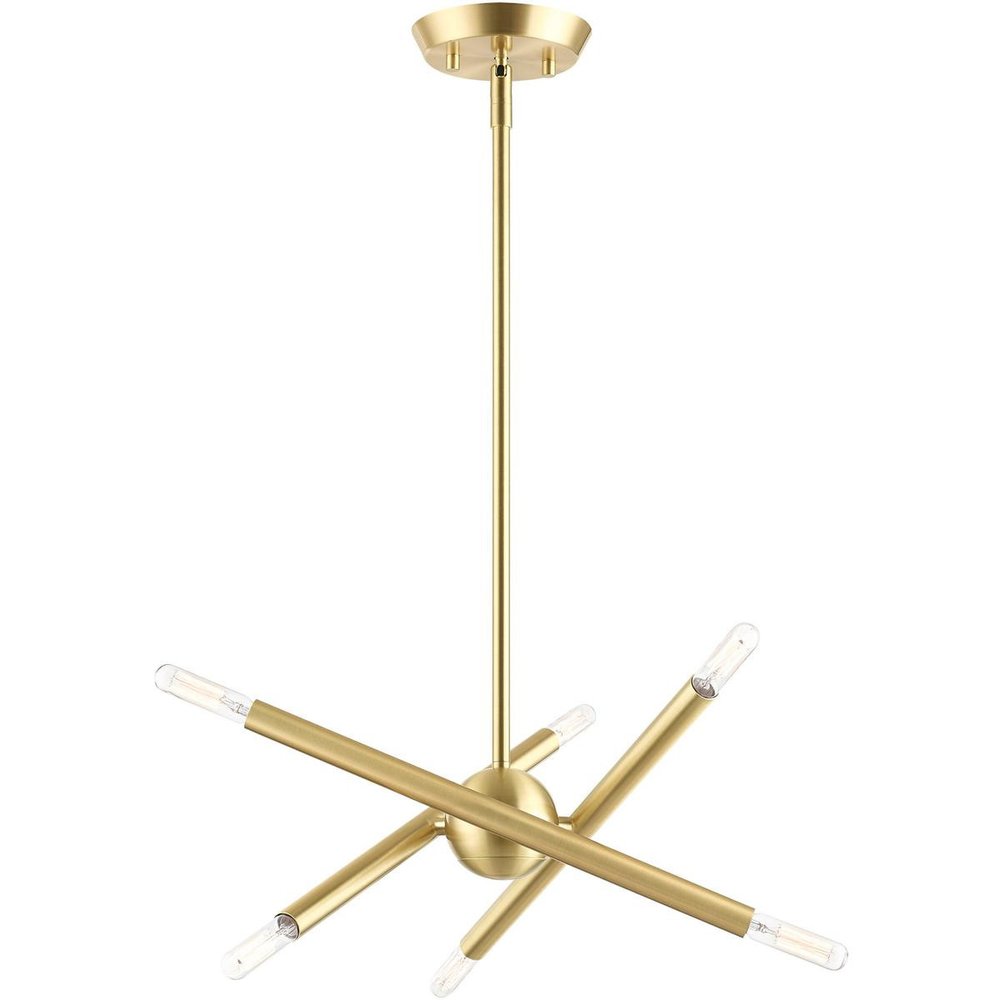 Brass Six Light Metal Dimmable Chandelier With Shades HomeRoots