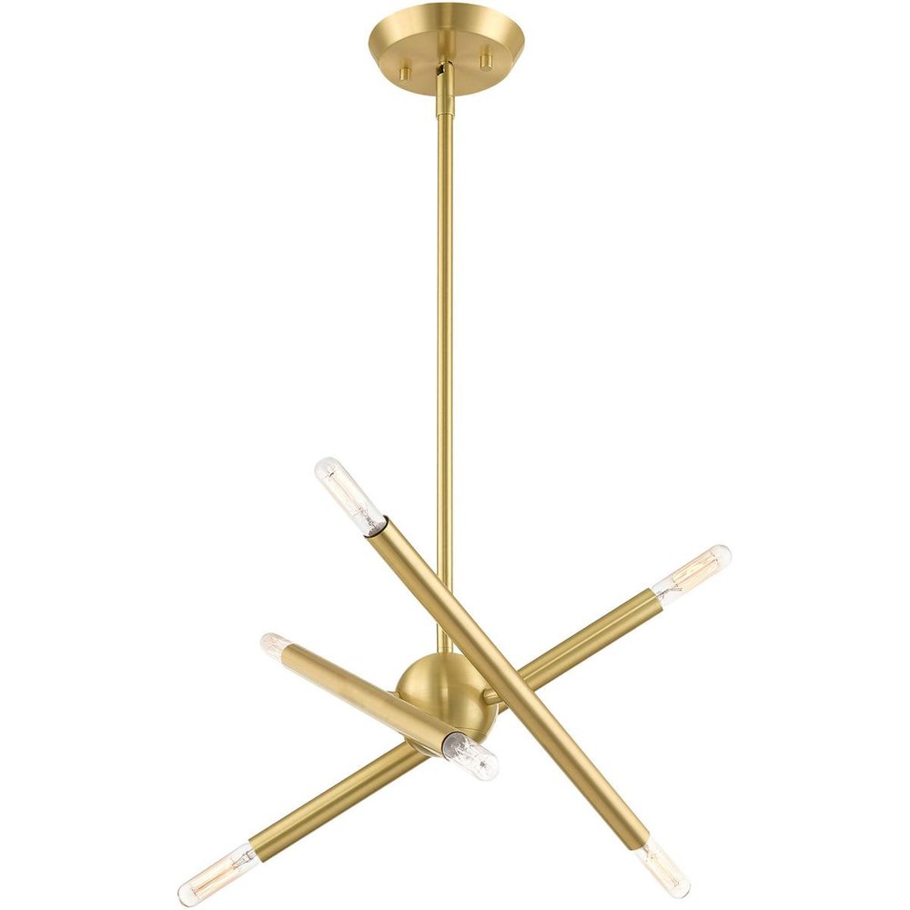 Brass Six Light Metal Dimmable Chandelier With Shades HomeRoots