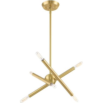 Brass Six Light Metal Dimmable Chandelier With Shades HomeRoots