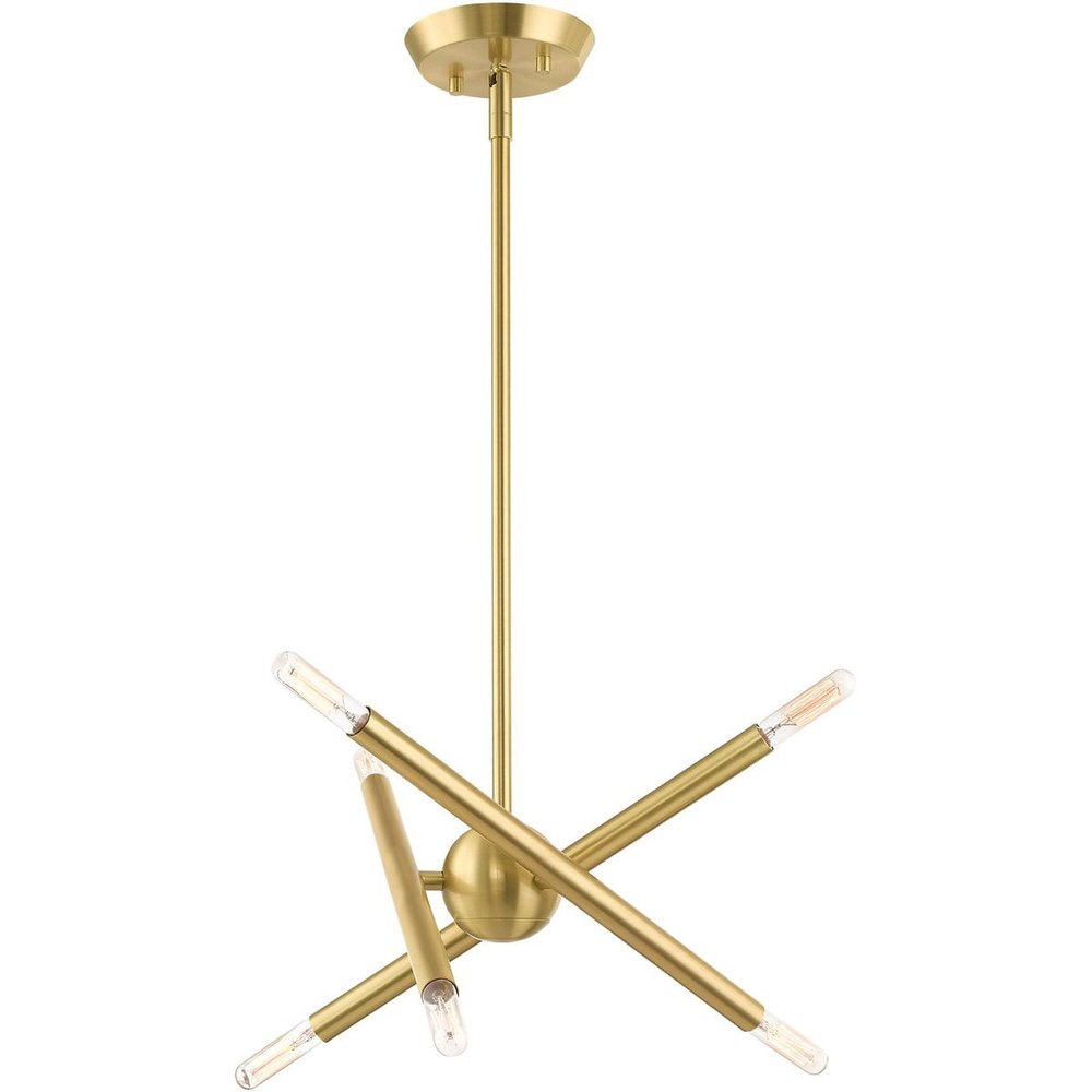 Brass Six Light Metal Dimmable Chandelier With Shades HomeRoots