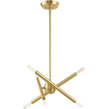 Brass Six Light Metal Dimmable Chandelier With Shades HomeRoots