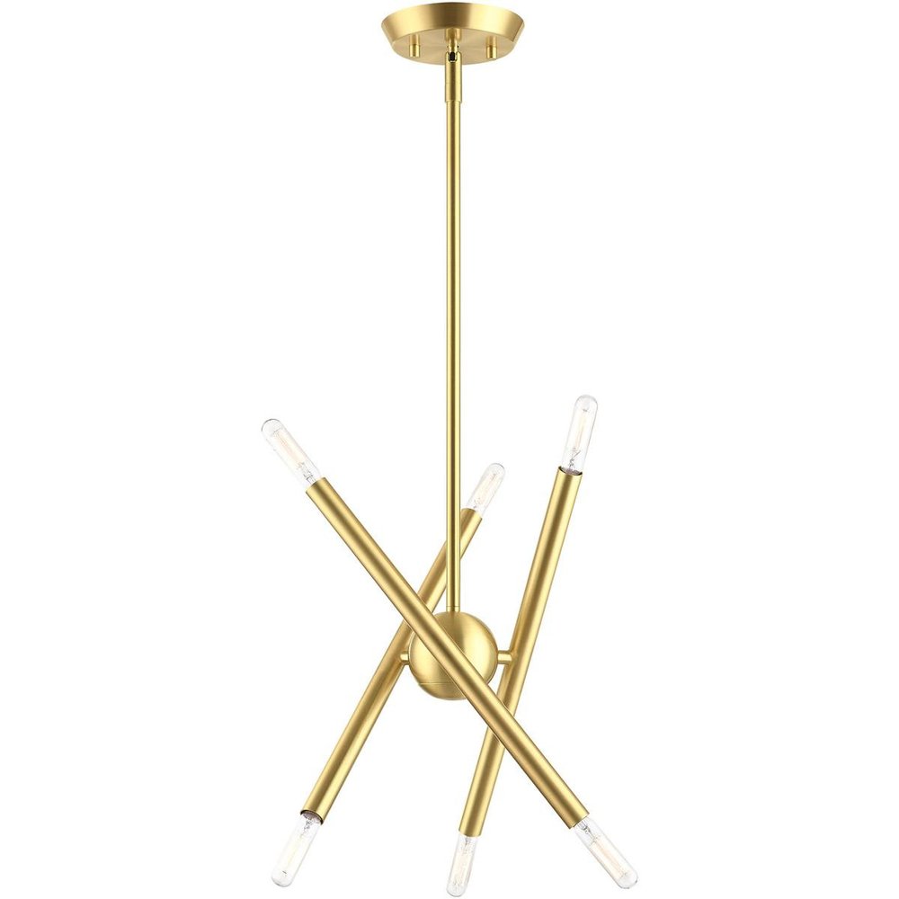 Brass Six Light Metal Dimmable Chandelier With Shades HomeRoots