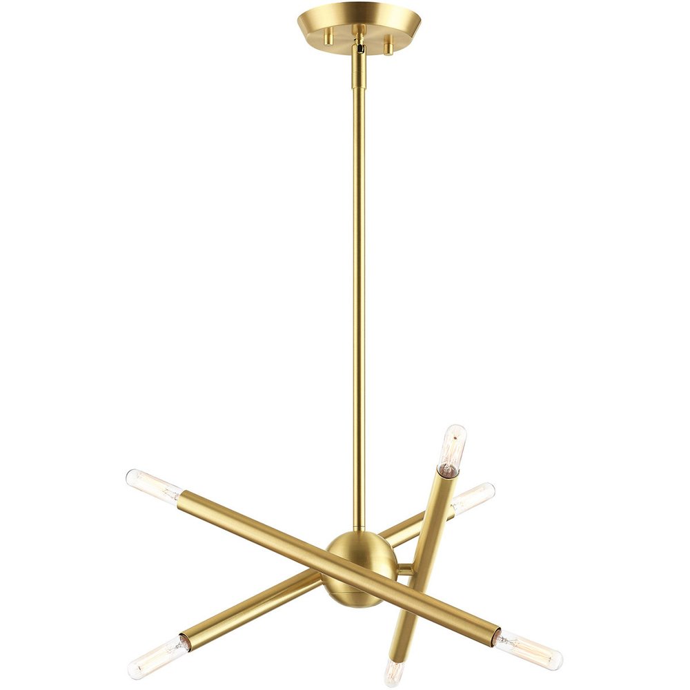 Brass Six Light Metal Dimmable Chandelier With Shades HomeRoots