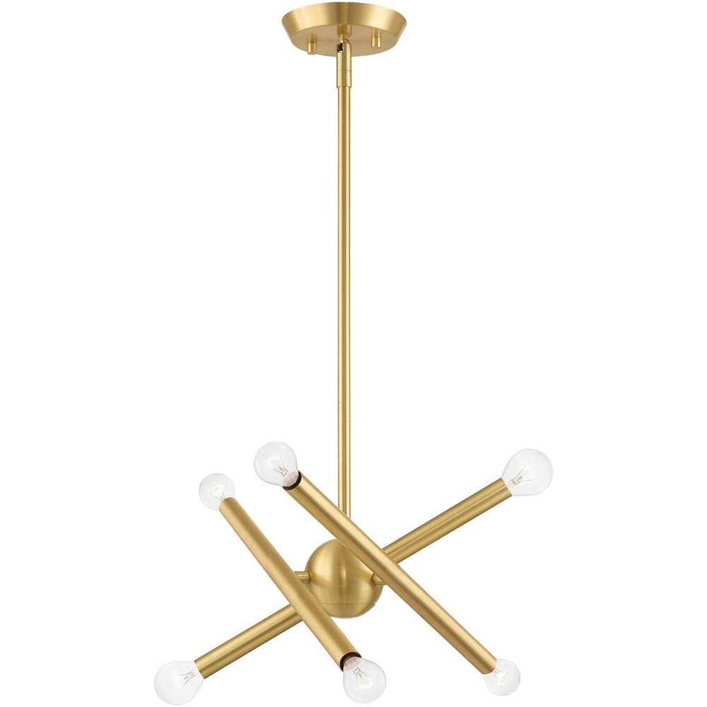 Brass Six Light Metal Dimmable Chandelier With Shades HomeRoots