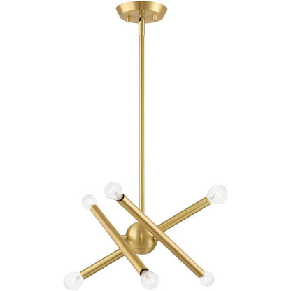 Brass Six Light Metal Dimmable Chandelier With Shades HomeRoots
