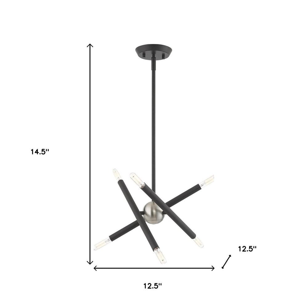 Gray Six Light Metal Dimmable Chandelier With Shades HomeRoots