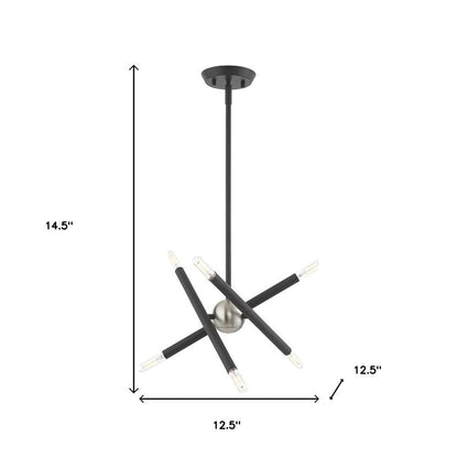 Gray Six Light Metal Dimmable Chandelier With Shades HomeRoots