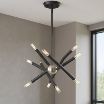Gray Six Light Metal Dimmable Chandelier With Shades HomeRoots