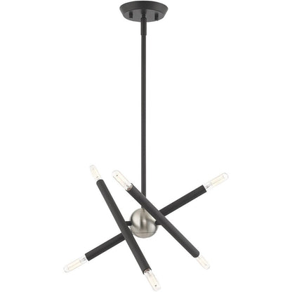 Gray Six Light Metal Dimmable Chandelier With Shades HomeRoots