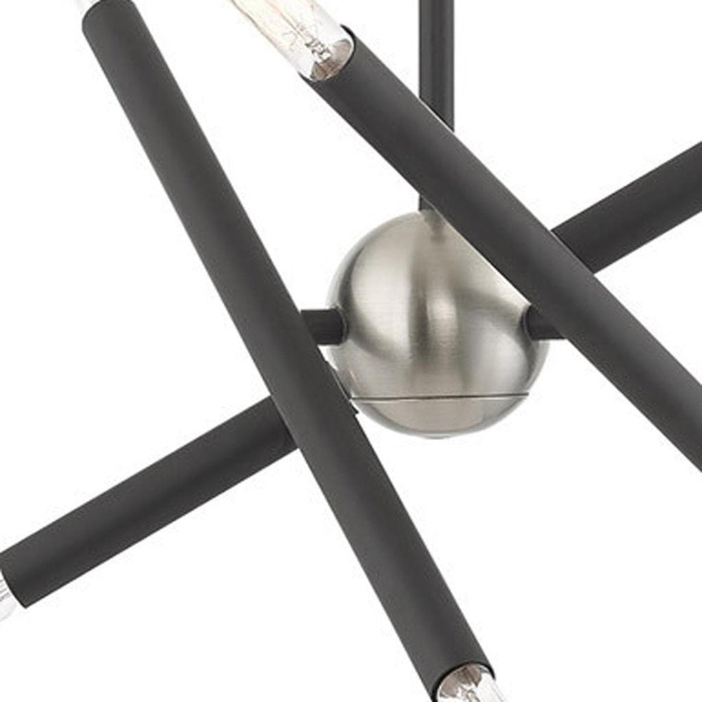 Gray Six Light Metal Dimmable Chandelier With Shades HomeRoots
