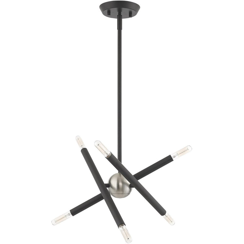 Gray Six Light Metal Dimmable Chandelier With Shades HomeRoots
